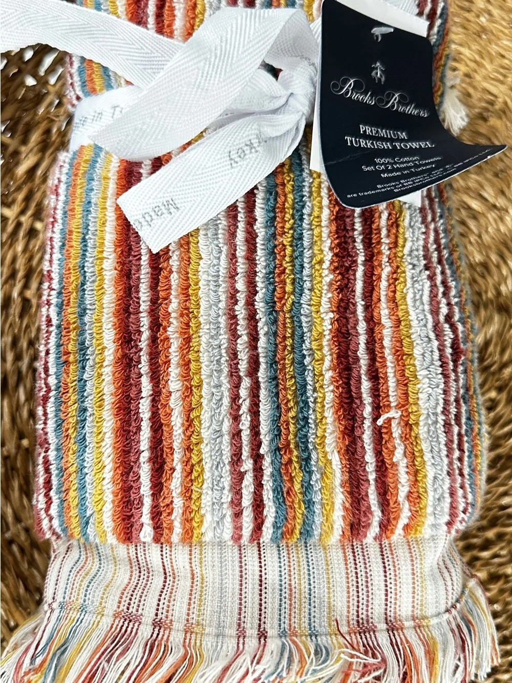 Brooks Brothers cotton hand towel set Turkish luxury towels 16x28”